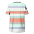 thumbnail image 4 of VEKDONE Plus Size T-Shirts for Women Plus Size Striped Color Block Blouse Summer Short Sleeve V-Neck Crisscross Front Tunic Tops Casual Loose Fit Shirts White XL, 4 of 6