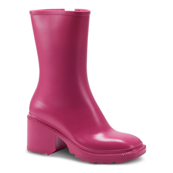 INC Womens Pink Cushioned Everett Square Toe Block Heel Zip-Up Rain Boots 6 M