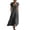 Dark Gray, variant on Women's V Neck Short Sleeve Maxi Dress, Casual Loose Asymmetric Button Tunic Dress with Pockets, Cotton Long Dress for Summer