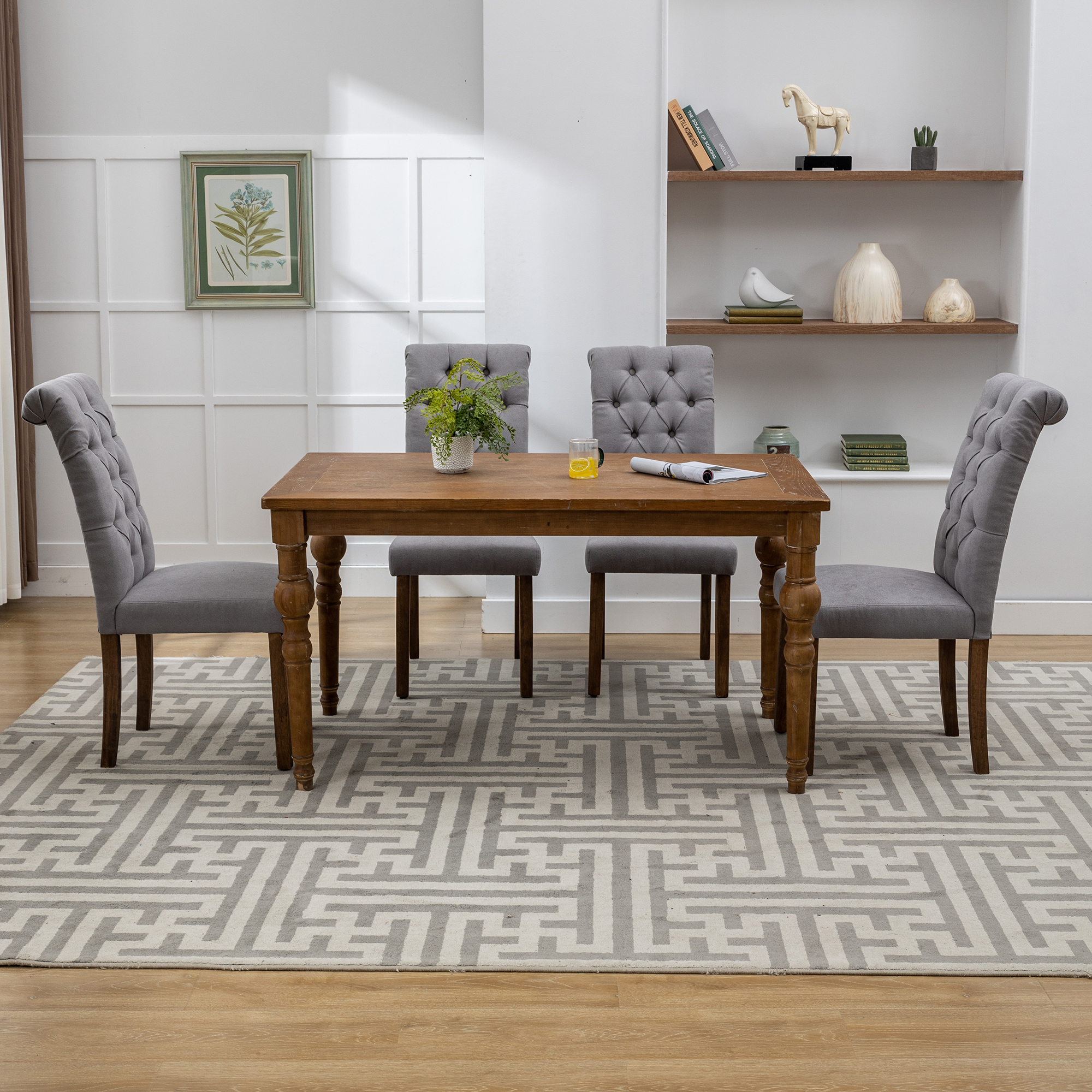 HFORESTY Gray Dining Room Chairs Set of 4, Upholstered Fabric Parson