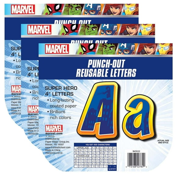 Eureka Marvel Super Hero Adventure 4-1/8" Deco Letters Assorted Colors 223 Per Pack 3 Packs