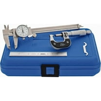 3 Piece Machinist Measurement Kit: 0-1" Micrometer, 6" Dial Caliper, 6" 4R Rule