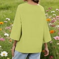thumbnail image 4 of Cotton Linen Tops for Women Loose Fit Summer Trendy Casual 3/4 Sleeve T-Shirts Solid Color V Neck Tee Blouse (M, Green), 4 of 8