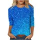 thumbnail image 1 of Blusas para Mujeres Casual 3/4 Manga Cuello Redondo Impreso Suelto, Top para Primavera Verano Diario Y Otoño, 1 of 5