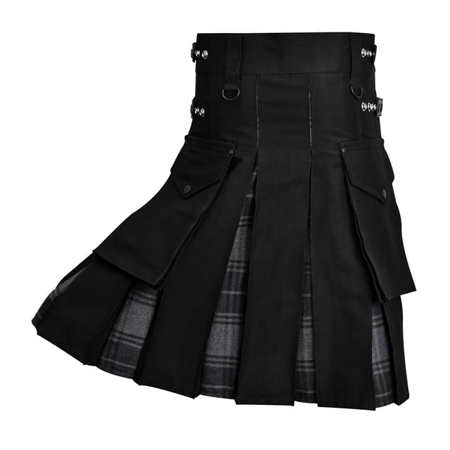 Hybrid Utility Kilts for Men Scottish Traditional Kilt with Flashes (US, Numeric, 30, 32, Regular, Regular, Gray Highlander)