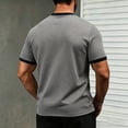 thumbnail image 4 of IYTR Men's T-Shirts V-Neck Short Sleeve Slim Fit T-Shirt Contrast Trim Cuff Casual Summer Athletic Gym Workout Solid Color Muscle Tee (Gray,M), 4 of 8