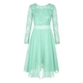thumbnail image 3 of Manyakai Flower Girls High Low Formal Dress Kids Long Sleeve Sequin Lace Wedding Party Evening Gown Mint Green 6, 3 of 7