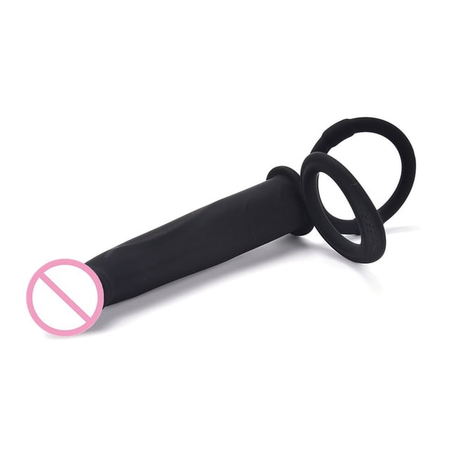 Correa de silicona negra de 5,5 pulgadas en el tapón Anal del pene, consolador Anal con correa de doble penetración vibratoria, Juguetes sexuales para adultos Gao Jinjia LED
