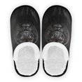 thumbnail image 2 of Women's Men's Slippers, Non-Slip Travel Unisex Fleece House Shoes Black Lion, 2 of 7