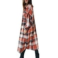 thumbnail image 5 of Qiylii Female Overcoat, Plaid Turn-Down Collar Long Sleeve Woolen Coat, 5 of 5