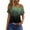 Green, variant on GceSteap Summer Shirts for Women Off The Shoulder Short Sleeve Asymmetrical Neck Tops Criss Cross Blouses Ethnic Floral Print Clothes 2024 Light Blue M