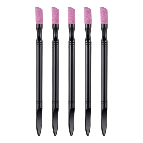 5 Pcs Cuticle Pusher for Manicure Double Headed Cuticle File Stone Quartzs Pen Nails Art Polishing Pen Manicure Tool