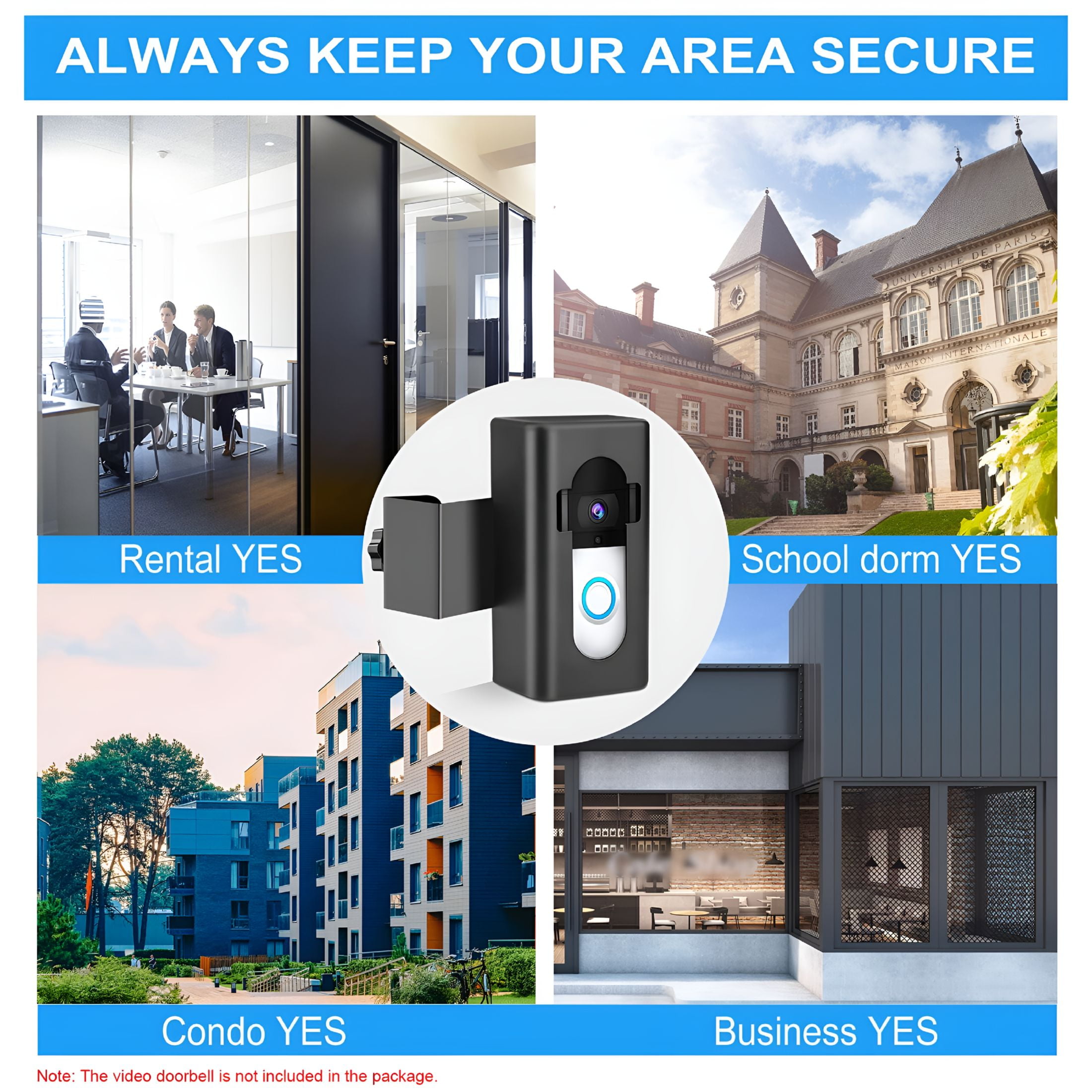 GJX Doorbell Mount Video Doorbell Mount Easy Installation No Drill Compatible with Video Doorbell 1/2/3/3 Plus/4Pro Suitable for Dorm Apartment Business Office Studio