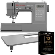 Singer Heavy Duty 6700C Sewing Machine with Extension Table, LCD Screen, 411 Stitches, Speed Control, Built-In Needle Threader – Includes UAX Surge Protector & 12-Month CPS Protection Plan
