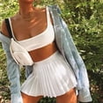 thumbnail image 4 of Womens Pleated Mini Skirt, High Waist Zipper Plain Color Short Pleated A Line Skirt, 4 of 8