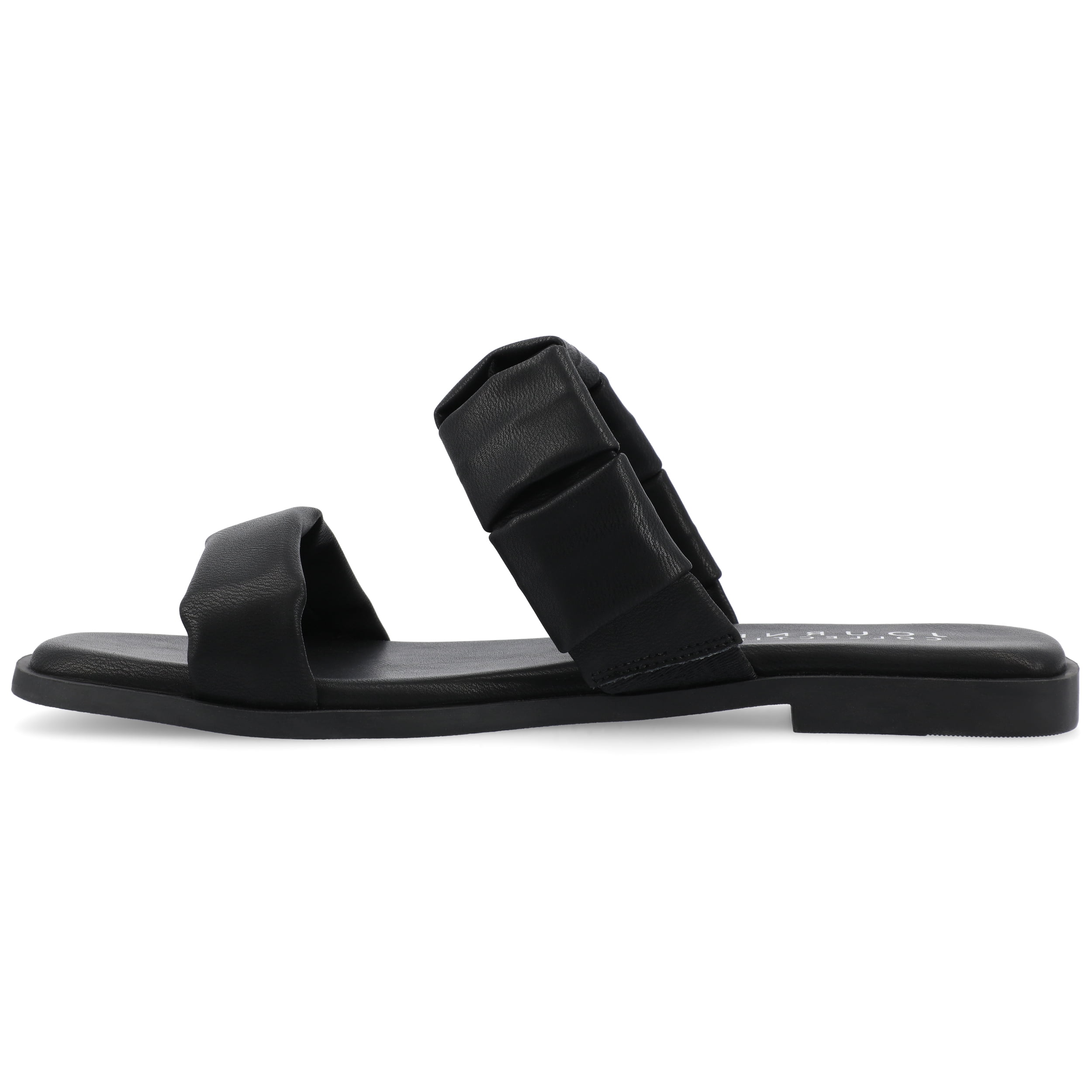 Journee Womens Pegie Slip On Faux Leather Flat Sandals