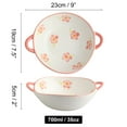 thumbnail image 2 of Qeeadeea Ceramic Bowl With Handle, Ramen Bowl Ceramic, Pho Bowls Large, Soup Bowl Microwave Safe, Udon Noodle Bowl-pink and flowers-24x20x7cm, 1100ml, 2 of 7