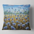 thumbnail image 2 of Designart Blue Flowers in Meadow Painting - Floral Painting Throw Pillow - 16x16, 2 of 5