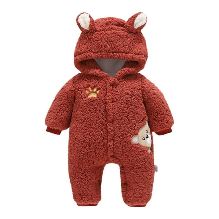

Child dress Newborn Infant Baby Boys Girls Embroidery Cartoon Hooded Romper Warm Clothes Fragarn