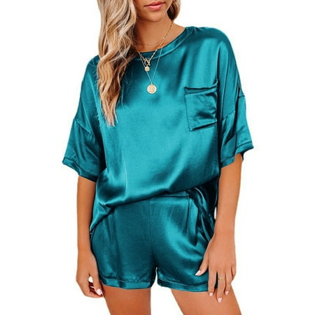 

SANAG 2pcs Women Pajama Set Short Sleeve Nightwear Summer Sleepwear