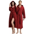 thumbnail image 1 of Canadian Linen Terry Cloth Warm Bathrobes Cotton for Womens Showers Bath Hooded Soft Plush for Hotels Spa Salons Resorts Lounge Robes, Large, Burgundy, 1 of 4
