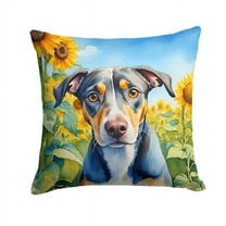 Catahoula in Sunflowers Throw Pillow 14 in x 14 in