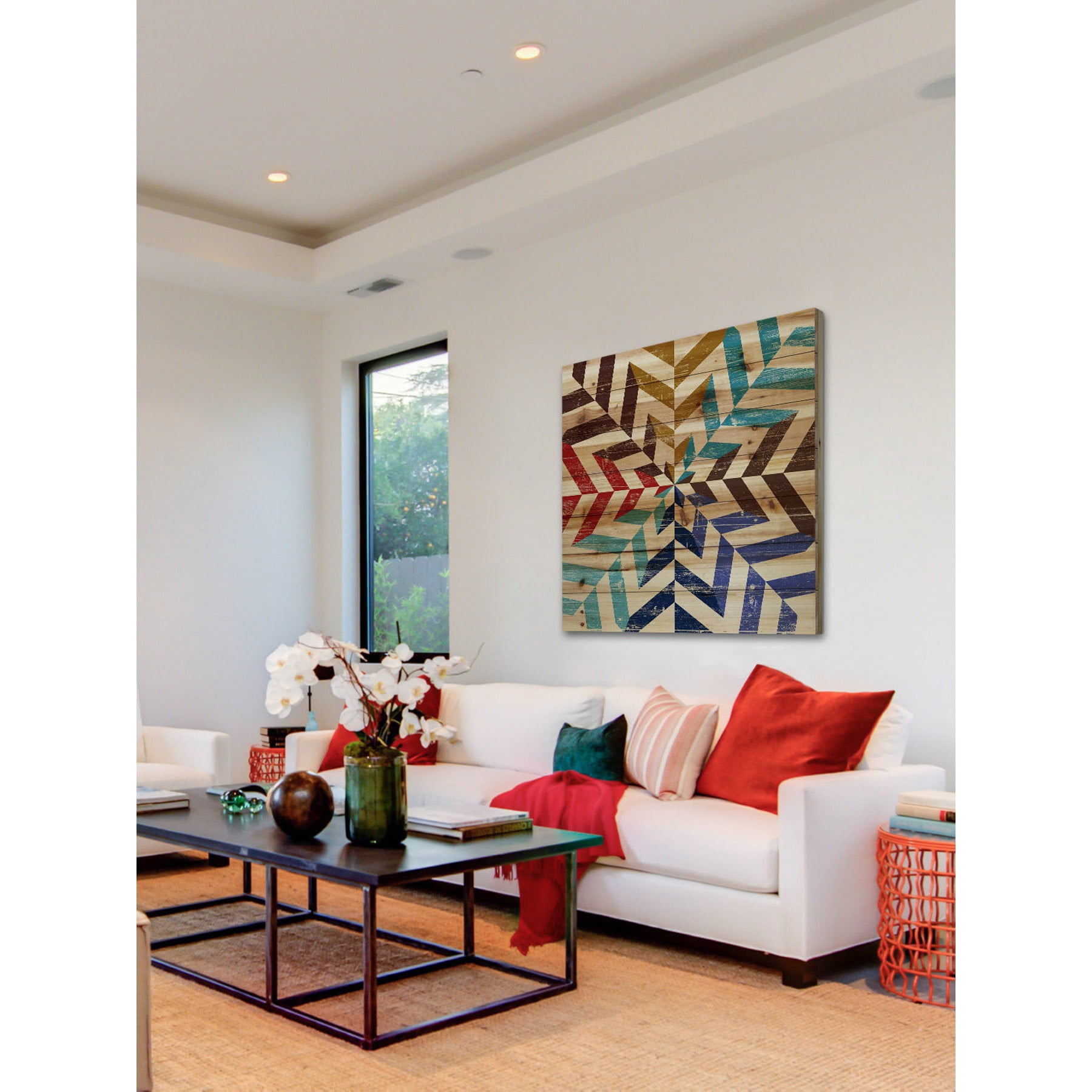 Marmont Hill - "Kaleidoscope" Painting Art Print On Natural Pine Wood, 32.0" x 1.5"