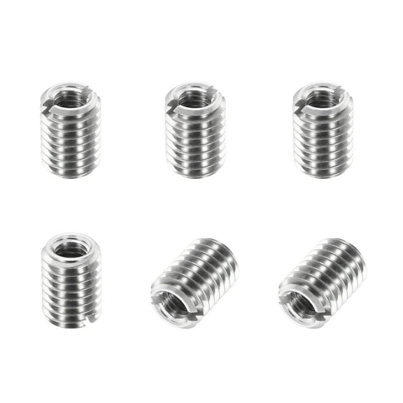 Thread Adapters Sleeve Reducing Nut, 6Pcs M8x1.25 Male to M5x0.8 Female Repairing Insert Nut Screw Reducer Conversion 303 Stainless Steel Fastener 10mm