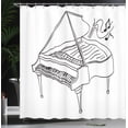 thumbnail image 3 of Ambesonne Music Note Shower Curtain, Monochrome Piano Drawing, 69"Wx75"L, Charcoal Grey and White, 3 of 4