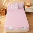 thumbnail image 4 of Homewish Cute Ghost Zipper Full Size Comforter Sets with Fitted Sheet and 2 Pillowcases for Girls, Happy Halloween Zipper Bedding Set, Light Pink White, Pink Reversible, 4 of 7