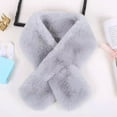 thumbnail image 4 of Opvise Cross Scarf Faux Rabbit Fur Thickened Soft Cozy Plush Cold Resistant Solid Color Autumn Winter Women Neck Warmer Collar Scarf for Daily Life White, 4 of 8