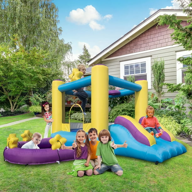 BlowUp Jump Inflatable Castle, Kids Bounce House with Blower for Park, Backyard