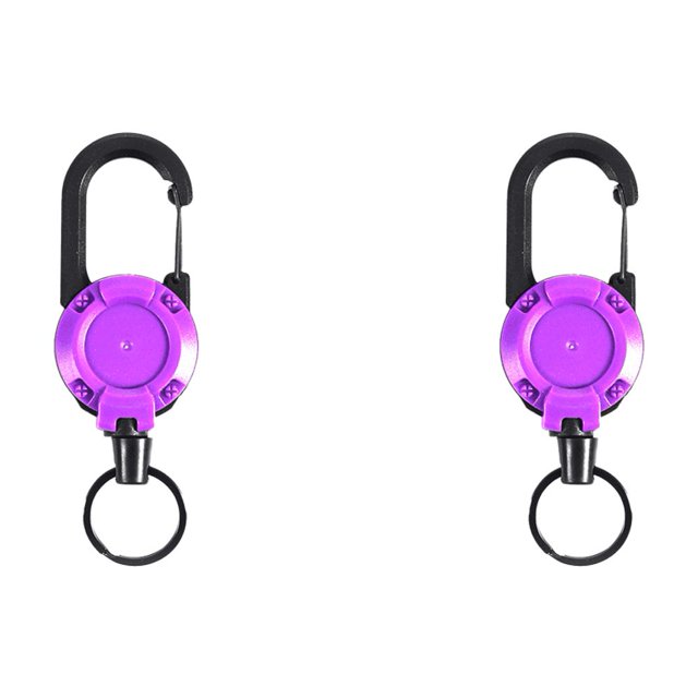 Llavero retráctil con soporte para credencial de acero de 60 cm (morado)