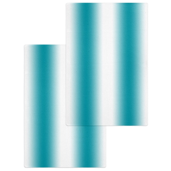 Teal White Ombre Hand Towels Set,Waffle Weave Kitchen Towels 2PCS,Modern Abstract Art Farmhouse Gradient Microfiber Hair Face Bath Tea Towel Absorbent Quick Drying Cleaning Dish Cloths,15.7"x23.6"