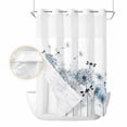 thumbnail image 2 of Blue Teal Dandelion No Hook Shower Curtain Waterproof, Bathroom Curtains with Snap in Liners and See Through Top Window, Dragonfly Modern Art Watercolor Hotel Style Bathtub Curtains Shower 72"Wx96"L, 2 of 8