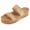 Taupe, variant on Women’s Ribbed Knit Wedge Slide Sandals, Double Strap Platform Slides with Faux Cork Footbed, 2” Comfort Wedge, Lightweight Non-Slip Casual Summer Sandals for Women