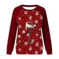 thumbnail image 4 of miqiqism Christmas Sweatshirts for Women Wine Glass Graphic Snowflake Print Shirts Juniors Casual Round Neck Raglan Long Sleeve Tops Loose Fit Tunic Blouses,R#01_Red,Small, 4 of 4