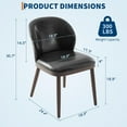 thumbnail image 3 of Modern Dining Chair Set of 2, Upholstered Kitchen Chairs with Ergonomic Back, 265lbs Capacity, Wood Legs, Linen (Beige/Charcoal) & PU Leather (Black), 3 of 6