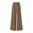 thumbnail image 7 of Wide Leg Trousers Women Ruched Elastic Waist Palazzo Pants with Pockets Summer Trendy Womens Clothes, 7 of 7