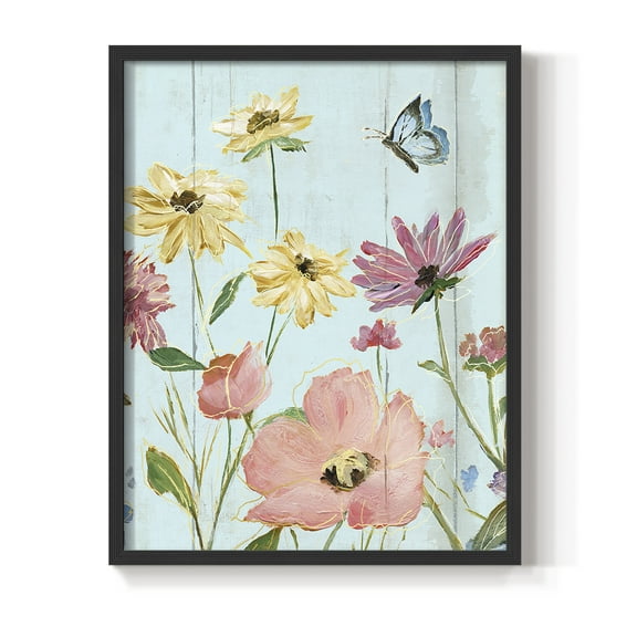 Wildflower Flutter II Framed Print - Solid Wood in Single Picture Frame Solid Wood 2 Framed Print