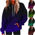 thumbnail image 2 of ShiShine Womens Hoodies Gradient Print Long Sleeve Drawstring Pullover Tops Casual Loose Hooded with Pockets, 2 of 5