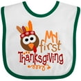thumbnail image 3 of Inktastic My 1st Thanksgiving Cute Turkey with Feathers Boys or Girls Baby Bib, 3 of 4