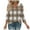 Gray B, variant on WRKEKC 3/4 Length Sleeve Womens Tops V Neck Plaid Print Loose Fit Comfortable Casual T-Shirts for Women