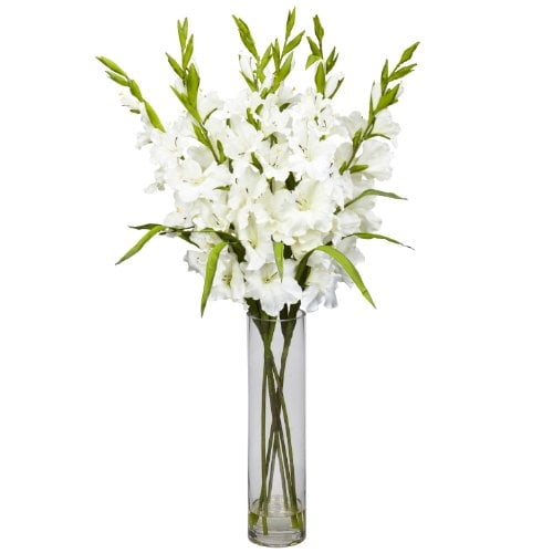 Grand Vase Gladiola avec Arrangement en Soie