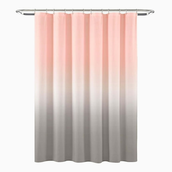 Lksixu Pink Shower Curtain Set with 12 Hooks 71x71" Pink and Gray Gradient Waterproof Quick-Drying Hotel Quality Nordic Style Bathroom Decor for Bathrubs Spa