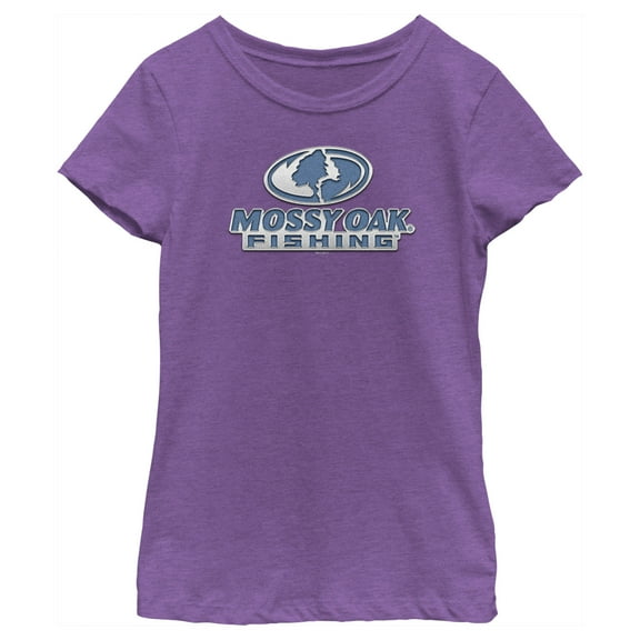 Girl's Mossy Oak Blue Fishing Logo Graphic Tee Purple Berry X Small