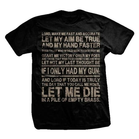 0.375' Brass Tee - Ranger Up Die in a Pile of Brass, Grant Me Victory Prayer T-shirt - Black, Small