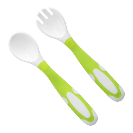 

Baby Utensils Set Baby Fork Spoon Set Rounded Tip Silicone Training Spoon For Self Feeding Green