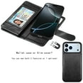 thumbnail image 4 of For iphone 17 Pro Case Wallet with Card Holder, Lanyard and Kickstand for Women Men, Ebizware Magnetic Flip Detachable PU Leather Wallet Phone Case Cover for iphone 17 Pro 6.3" - Black, 4 of 7