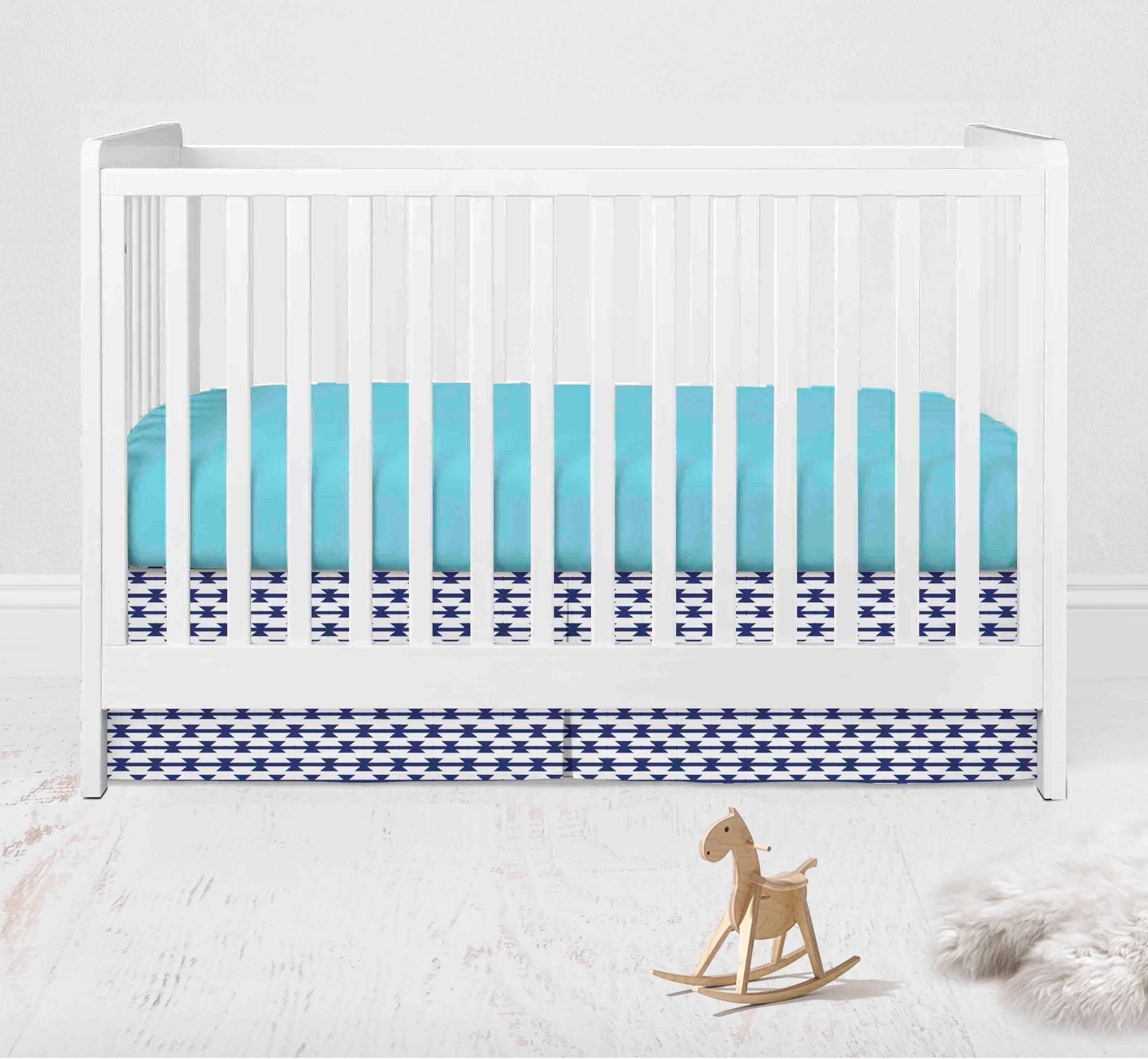 Bacati - Aztec Liam 3-Piece Crib Bedding Set - Aqua/Orange/Navy Boys
